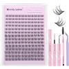 WENDY LASHES Kit Extension Ciglia Naturali D-Curl SLYW Wispy Ciglia Finte Ciuffetti Mix9-12mm Cluster Lashes Kit with Lash Extension Colla E Pinzette(FK/KIT-SLYW-D-912)