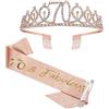 SZHUIHER Fusciacca e diadema per Il 70 ° Compleanno in Oro Rosa per Le Donne, Regali per Il 70 ° Compleanno per Forniture per bomboniere per Il 70 ° Compleanno