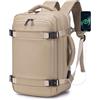 BAGROUPS Zaino da Viaggio Ryanair 40x20x25 Portabile Bagaglio a Mano Impermeabile Borsa da PC Portatili 14 Pollici con Porta USB 20L Borsa Da Cabina Zaini per Donna Uomo Trekking Lavoro Daypack Cachi