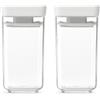 Brabantia TASTY+ Mini set di contenitori impilabili | Ermetici per spezie ed erbe aromatiche | 2 barattoli trasparenti da 0,15L senza BPA con coperchi a guarnizione in silicone | Light Grey