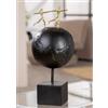 GILDE Around The World, scultura in resina nera opaca, effetto metallico, terra e coppia, altezza 34 cm