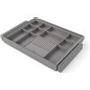 Emuca - Kit cassetto organizzatore e telaio regolabile Quartz per armadi, chiusura ammortizzata e estrazione totale, modulo da 70 cm, finitura titanio