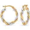 LeCalla, Orecchini a cerchio da donna, in argento Sterling 925 testurizzato, placcati in oro 14 carati, leggeri, design italiano, diametro 25, 30, 40, 45, 50 mm, Argento sterling, Nessuna pietra