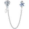 Amuefer Starfish Shell pearl Safety Chains Compatibili Bracciale Collana, Argento Sterling Ciondolo Compleanno Natale Gioielli Regali per le Donne Moglie Amici