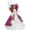 Fydun Miniatura in Porcellana Persone Stile Vittoriano Gonna Viola Scuro Cappello Donna Bambola in Ceramica per 1/12 Decorazione della Casa delle Bambole per Famiglie