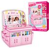 Barbie Toys - Scatola portaoggetti pieghevole 2 in 1 e set da gioco per oltre 60 bambole e accessori, organizer per giocattoli con scomparti e tasche