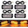 Defvnsy 4pz 12 LED Lampada di Emergenza Strobo Barra Luminosa Arancione | 12V-24V DC, 18 Modalità, IP67 Impermeabile Luce Stroboscopico, Luci Segnalazione di Pericolo per Auto, Camion, SUV