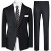 YFFUSHI Abito Uomo 2 Pezzi Regular Fit Doppiopetto Revers a Punta per Matrimonio Affari Giacca Pantaloni, Blu Marino, 3XL