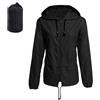 JiaYouLC Giacca impermeabile leggera da donna ripiegabile con cappuccio impermeabile in una borsa protezione solare antivento giacca antipioggia, Nero , 3XL