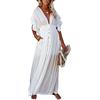 FSMO Kimono estivo da donna, con schiena scoperta, bikini lungo copertura, poncho da spiaggia, maxi caftano, abito da spiaggia, bianco, Taglia unica