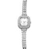OIDEA Orologio quadrato analogico da donna: orologio da polso cinturino in lega di imitazione di diamanti al quarzo piccolo - per regalo, argento, Bracciale