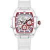 RORIOS Trasparente Tonneau Orologio da Uomo Silicone Analogico Quarzo Orologio da polso Multifunzionale Moda Orologio Impermeabile Cronografo Bianco D