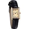 JewelryWe Orologio da donna in pelle, analogico, al quarzo, classico, da lavoro, casual, con cinturino in pelle, regalo per donne e ragazze, Rettangolo - Nero/Oro, cinghia