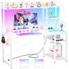 iSunirm Scrivania Gaming con Supporto per Monitor e Ripiano di Stoccaggio,Scrivania Computer con 2 Prese e 2 Porte USB,Scrivanie Moderne per Ufficio e Studio,120x50x75cm,Bianco