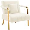 Yaheetech Divano Imbottito con Braccioli Divano Singolo da Salotto 75,5 × 72,5 × 76 cm Sofa Piccolo in Velluto con 2 Cuscini Gambe in Metallo per Soggiorno Sala d'Attesa Ufficio Casa Beige