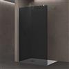 doporro Box Doccia Walk-In 130x200 cm, Parete Doccia Fissa in Vetro Temperato Fumé 8 mm con Barra Stabilizzatrice Regolabile e Profilo Cromato - Bremen01VG
