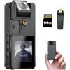Hoestr 64GB Fotocamera Corpo, 1296P HD Fotocamera Corporale (3000mAh) con Visione Notturna IR e Obiettivo Girevole a 180°, Videocamera con Audio e Video Ideale per Civili, Polizia Forze di Ordine