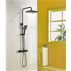 Baollansa Colonna Doccia Con Miscelatore Termostatico,Asta 88-125cm Doccia Quadrato Set Sistema Doccia Miscelatore Termostatiico 38℃ Doccetta 3 Funzioni per Bagno（ferroso ）