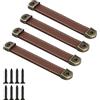 CONPHERON 4 pezzi Retrò Maniglie in Pelle per Mobili Maniglia per Porte Antico Pelle Maniglia Dell'Armadio Cassetti Armadietti Manopole Pomelli Armadio Tiretti 128 mm