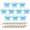 PATIKIL Manopole da 1-3/8 Pollici, 10pz Pomelli Rotondi per Cassetti e Cassettiere Maniglie Legno Pomelli per Cassetti Viti per Mobili da Cucina, Porta, Blu