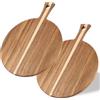 LDXDRU 2 Pezzi Tagliere Legno con Manico, Pala per Pizza in Legno di Acacia 30 x 40,5 x 1,5 cm, Tagliere da Cucina per Pane, Formaggi, Antipasti e Servizio a Tavola