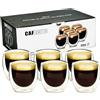 Runmoglon Set di tazze da caffè (6 x 80 ml), a doppia parete, in vetro borosilicato, lavabili in lavastoviglie, per latte macchiato, cappuccino, tazze da caffè