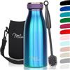 Milu - Thermo in acciaio inox da 350/500/750/1000ml/1,5L borraccia termica, a prova di perdite, a doppia parete, adatta per bevande gassate, con spazzola per la pulizia (Aurora, 350ml)