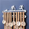 Qthrone Porta medaglie Triathlon Doppio - Medagliere da Parete Triatleta Inox Spazzolato - Ironman Triathlete Medal Display Holder - Triathlon Medal Holder Double hanger, Wall-Mounted Medal Display Holder