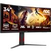 AOC Gaming CU34G4Z - Monitor curvo WQHD da 34 pollici, 240 Hz, FreeSync Prem., HDR400 3440x1440, 1ms GtG, 2x HDMI 2.1, 1x DisplayPort 1.4, USB Hub nero-rosso, 34 inch WQHD