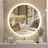 Dibaful Specchio da Bagno Rotondo 60x60cm con Illuminazione e Musica Bluetooth 3 Colori Dimmerabile per Bagno Hotel con Luce
