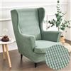 ABZDUNG 2-Pezzi Copripoltrona con Orecchie Elasticizzato, Tinta unita jacquard Addensare Strandmon Copridivano da 1 Posto con Fodera per Cuscino, Lavabile, per Soggiorno Camera(Verde Matcha)