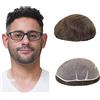 Lordhair Protesi Capelli Uomo, Candeggiare Interi Francese Nodi in Pizzo Dimensioni Base 8x10 Pollici Leggera Media Densità Parrucca da Uomo