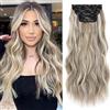 Mscat Extension per capelli ondulati da 40,6 cm, con clip, capelli sintetici ricci, ondulati, castano cenere, 4 pezzi
