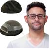 Lordhair Toupet Capelli Veri da Uomo,Protesi Capelli Uomo,100% Capelli Umani,con Pizzo Francese e Bordo Della Pelle