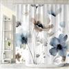 Sanzugh Tenda da doccia in stile bohémien, con ganci, 183 x 183 cm, decorazione per il bagno con ganci, 183 x 183 cm, graziosa decorazione per il bagno in stile acquerello, colore: crema, marrone chiaro
