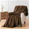 Vessia Coperta in pile di flanella (127 x 178 cm), 300 g/m², accogliente coperta a coste in microfibra color cioccolato, per tutte le stagioni, per divano, divano e letto, calda e morbida, color