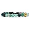 Samsara Bracciale Tibetano Buddista Regolabile con Agata Verde Striata, Gioiello Mistico Portafortuna in Cotone Cerato e Bronzo, Unisex Donna Uomo, Idea Regalo Spirituale Artigianale con Sacchetto Zen