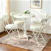 MEUBLE COSY Set di 4 Sedie da Pranzo Pieghevole Imbottito con Schienale, Tessuto in Finta Pelliccia di Coniglio, Struttura in Metallo per Cucina, Bianco