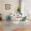 GrandCA HOME Set Tavolo e Sedie da Pranzo, Tavolo da Pranzo Rotondo da 110 cm e 4 Sedie in Velluto Nordico, Adatto a Soggiorno, Sala da Pranzo e Cucina (Bianco + Verde)