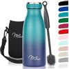 Milu - Thermo in acciaio inox da 350/500/750/1000ml/1,5L borraccia termica, a prova di perdite, a doppia parete, adatta per bevande gassate, con spazzola per la pulizia (Verde Blue, 350ml)