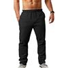 NANAMEEI Pantaloni in Cotone Lino Uomo Casual da Spiaggia Leggero Estate Casual Yoga Pantaloni con Coulisse Elastica di Grandi Dimensioni, grigio, 3XL