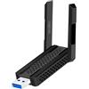 LogiLink WL0250 - Adattatore USB Wi-Fi 6E 5,8 GHz, fino a 1201 Mbit/s, 4 antenne dBi, funzione hotspot
