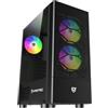 Nfortec - CAELUM Case per PC da gioco Mid Tower (ATX), 3x ventole ARGB da 120 mm incluse, rete frontale, vetro temperato laterale, nero