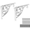 khtumeware Confezione da 2 staffe per mensole da 20,3 cm, colore bianco, staffe in metallo per mensole, ornate, resistenti, decorative (2, bianco)