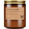 M&SENSE Candele alla Soia 200g, Limone Vaniglia, 35H Combustione, Naturale Candela Non Tossico, Vetro Marrone Vintage, Mano Colata per Aromaterapia Relax, Regalo di Lusso Mamma