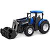 Kids Globe RC trattore 2.4GHz (bulldog con luce e caricamento frontale, lunghezza: 27 cm, blu, con telecomando, dai 6 anni in su) 510315
