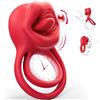 SuperLove Vibrating Cock Ring with Licking Tongue Red
