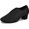 YCALCP Scarpe da Ballo Latino Donna Punta Chiusa con Lacci Scarpe da Ballo Allenamento e Pratica Tango Sala da Ballo,LHD-301-Bianco-ZB-S,Tacco di 5 cm,EU 37.5