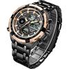 Affute Orologio sportivo digitale al quarzo, analogico, da uomo, cronografo con grande quadrante, in acciaio INOX, orologio da polso impermeabile