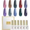 ROSALIND Smalto Semipermanente Glitter, 10 Colori Glitterato Rosa Marrone Nero Rosso Viola Grigio Blu Smalti Semipermanenti per Unghie, UV/LED Brillantini Smalto Gel Unghie Manicure Autunno Inverno